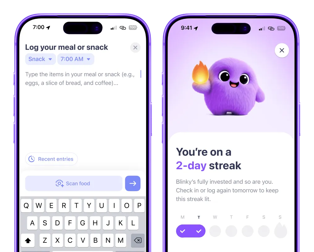 or log a healthy action, your streak grows.